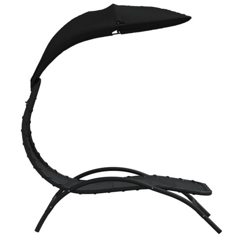 Leżak z zadaszeniem, czarny, 167x80x195 cm, tkanina i stal