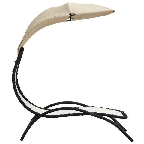 Leżak z zadaszeniem, kremowy, 167x80x195 cm, tkanina i stal