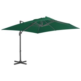 Parasol wiszący na aluminiowym słupku, zielony, 300x300 cm