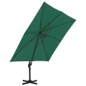 Parasol wiszący na aluminiowym słupku, zielony, 300x300 cm