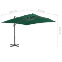 Parasol wiszący na aluminiowym słupku, zielony, 300x300 cm