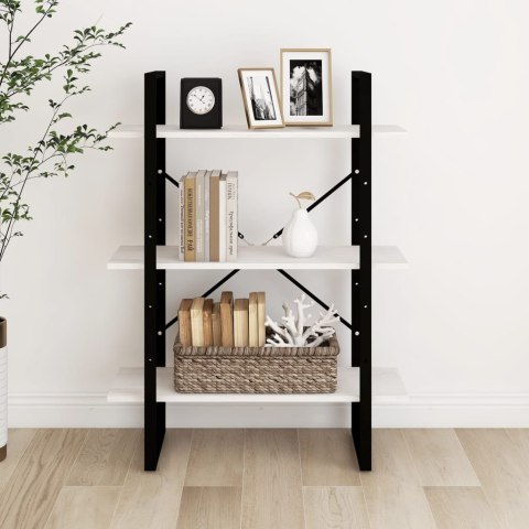 3-poziomowy regał na książki, biały, 80x30x105 cm, sosnowy