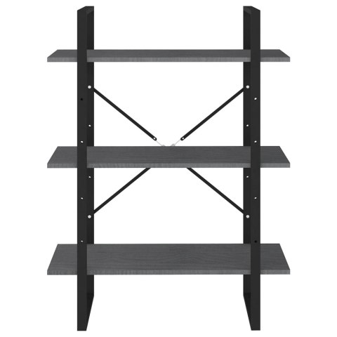 3-poziomowy regał na książki, szary, 80x30x105 cm, sosnowy