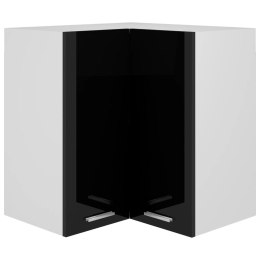 Wisząca szafka narożna, czarna, wysoki połysk, 57x57x60 cm
