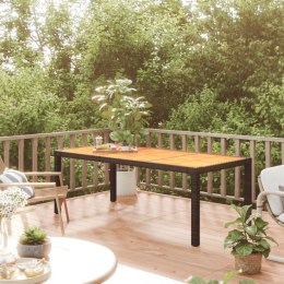 Stół ogrodowy, 190x90x75 cm, czarny rattan PE i drewno akacjowe