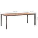 Stół ogrodowy, 190x90x75 cm, rattan PE i drewno akacjowe, szary