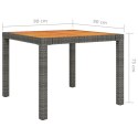 Stół ogrodowy, 90x90x75 cm, szary rattan PE i drewno akacjowe