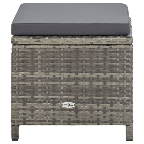 Stołki ogrodowe z poduszkami, 4 szt., polirattan, szare