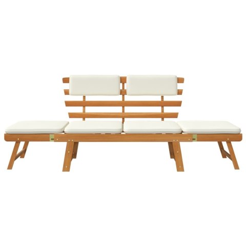 Ławka ogrodowa z poduszkami, 2-w-1, 190 cm, drewno akacjowe