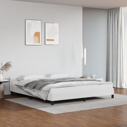 Rama łóżka z zagłówkiem, biała, 180x200cm, obite sztuczną skórą