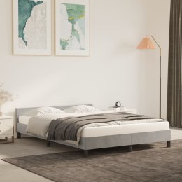 Rama łóżka z zagłówkiem, jasnoszara, 140x200 cm, aksamitna