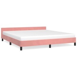 Rama łóżka z zagłówkiem, różowa, 160x200 cm, aksamitna