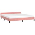 Rama łóżka z zagłówkiem, różowa, 180x200 cm, aksamitna