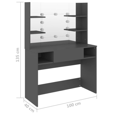 Stolik do makijażu z LED 100x40x135 cm, MDF, szary Stolik do makijażu z LED 100x40x135 cm, MDF, szary