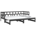Łóżko rozsuwane, szare, lite drewno sosnowe, 2x(90x190) cm
