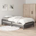 Łóżko sztaplowane, szare, 100x200 cm, lite drewno sosnowe