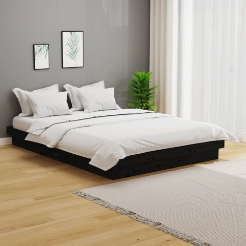 Rama łóżka, czarna, lite drewno, 140 x 190 cm
