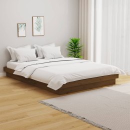 Rama łóżka, lite drewno, miodowy brąz, 135x190 cm, podwójna