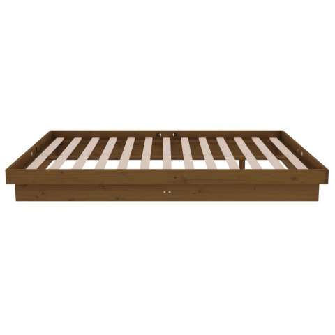 Rama łóżka, miodowy brąz, lite drewno, 120x190 cm, podwójna