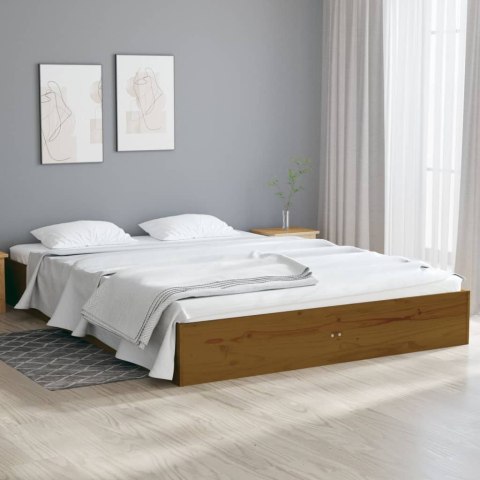 Rama łóżka, miodowy brąz, lite drewno,135x190 cm,4FT6, podwójna