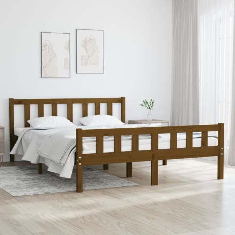 Rama łóżka, miodowy brąz, lite drewno, 135x190 cm, podwójna