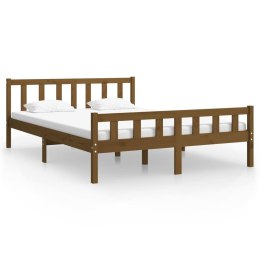 Rama łóżka, miodowy brąz, lite drewno, 150x200 cm, King Size