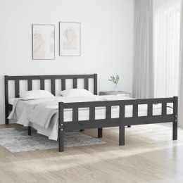 Rama łóżka, szara, lite drewno, 140 x 200 cm