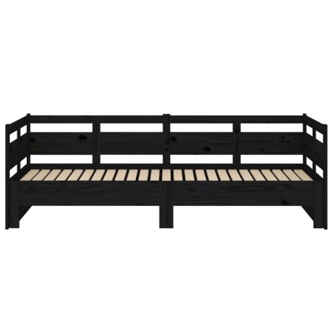 Łóżko rozsuwane, czarne, lite drewno sosnowe, 2x(80x200) cm