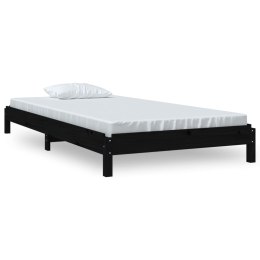 Łóżko sztaplowane, czarne, 75x190 cm, lite drewno sosnowe