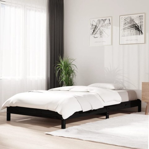 Łóżko sztaplowane, czarne, 80x200 cm, lite drewno sosnowe