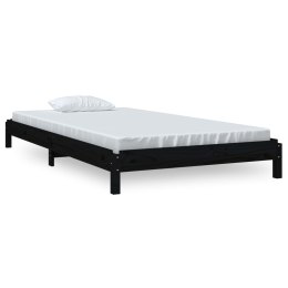 Łóżko sztaplowane, czarne, 80x200 cm, lite drewno sosnowe