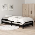 Łóżko sztaplowane, czarne, 90x200 cm, lite drewno sosnowe