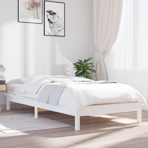 Rama łóżka, biała, 90x190 cm, lite drewno sosnowe, pojedyncza