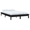 Rama łóżka, czarna, 135x190 cm, lite drewno sosnowe, podwójna
