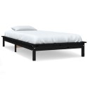 Rama łóżka, czarna, 90x190 cm, lite drewno sosnowe, pojedyncza