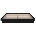 Rama łóżka, czarna, lite drewno, 150x200 cm, King