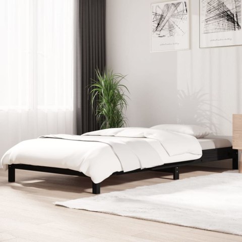 Łóżko sztaplowane, czarne, 90x190 cm, lite drewno sosnowe