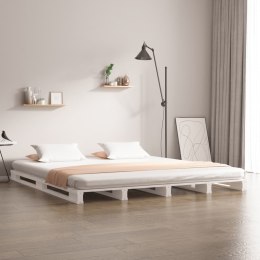 Łóżko z palet, białe, 150x200 cm, drewno sosnowe, King Size