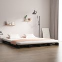 Łóżko z palet, czarne, 150x200 cm, drewno sosnowe, King Size