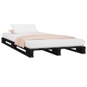 Łóżko z palet, czarne, 75x190 cm, lite drewno sosnowe