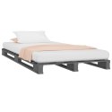 Łóżko z palet, szare, 75x190 cm, lite drewno sosnowe