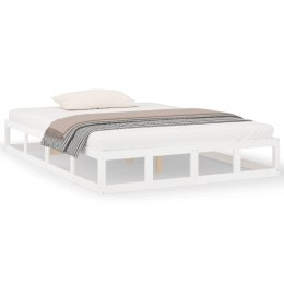Rama łóżka, biała, 140x190 cm, lite drewno