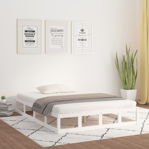 Rama łóżka, biała, 200 x 200 cm, lite drewno