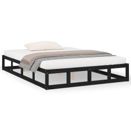 Rama łóżka, czarna, 135x190 cm, podwójna, lite drewno