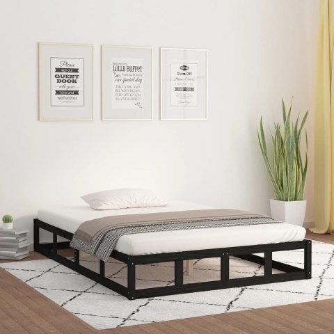 Rama łóżka, czarna, 150x200 cm, King Size, lite drewno