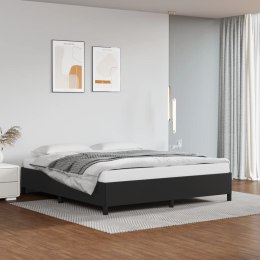 Rama łóżka, czarna, 160x200 cm, obite sztuczną skórą