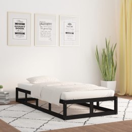Rama łóżka, czarna, 75x190 cm, pojedyncza, lite drewno