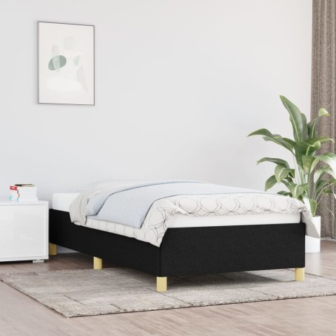 Rama łóżka, czarna, 90x200 cm, tapicerowana tkaniną