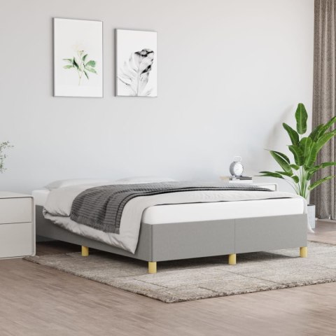 Rama łóżka, jasnoszara, 140 x 200 cm, tapicerowana tkaniną