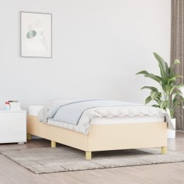 Rama łóżka, kremowa, 90x200 cm, tapicerowana tkaniną